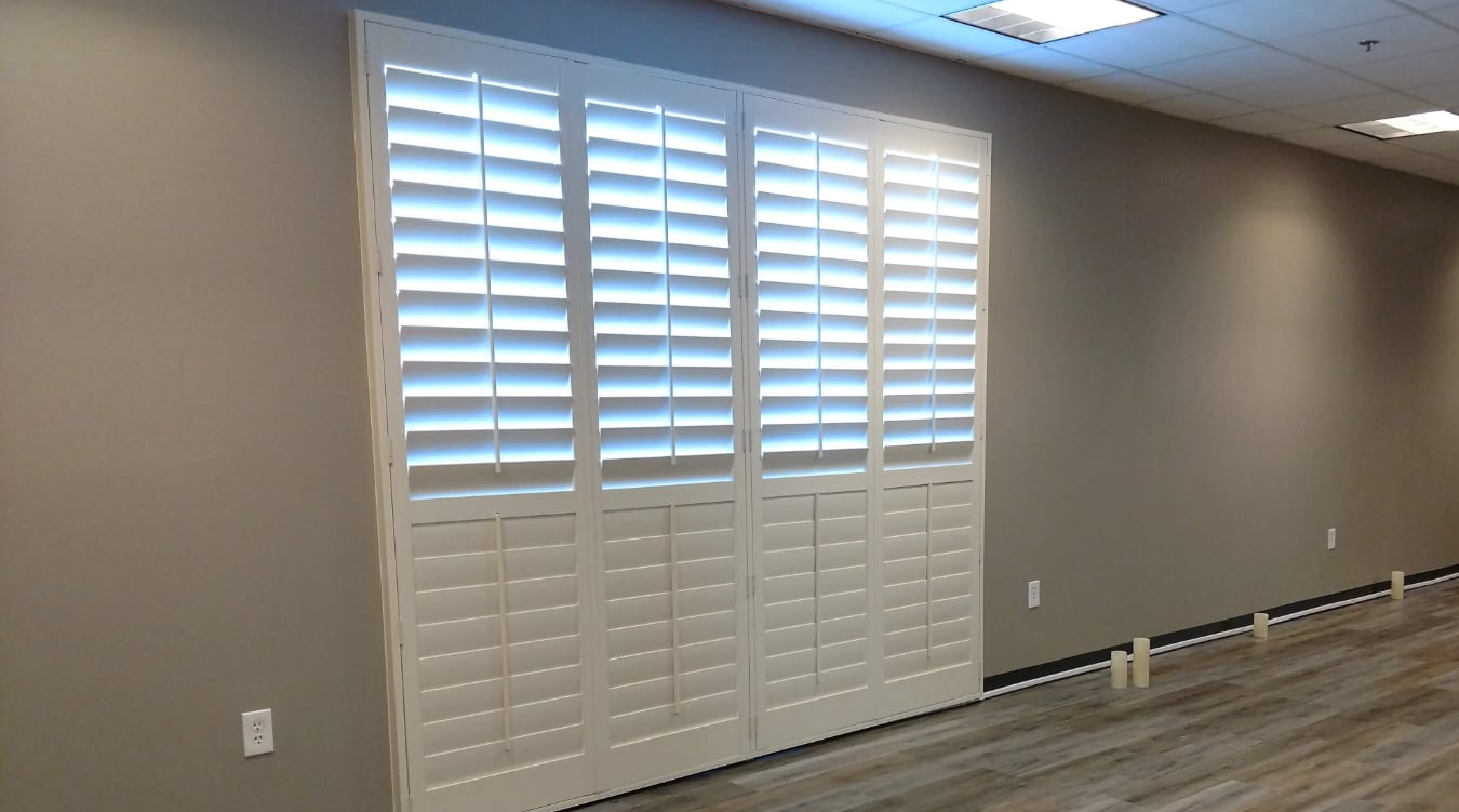 Sliding doors with plantation shutters